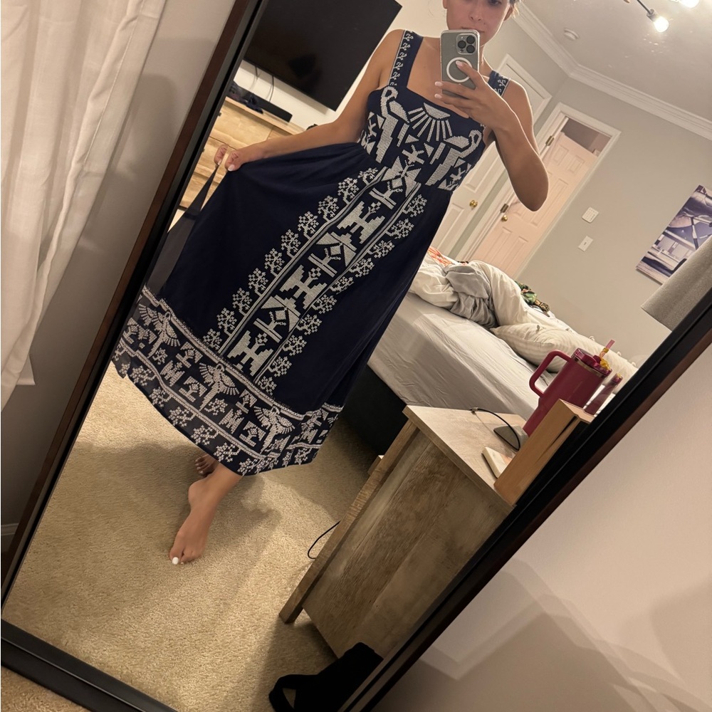 FARM Rio Navy Maxi Dress with White Embroidery - Picture 4 of 5